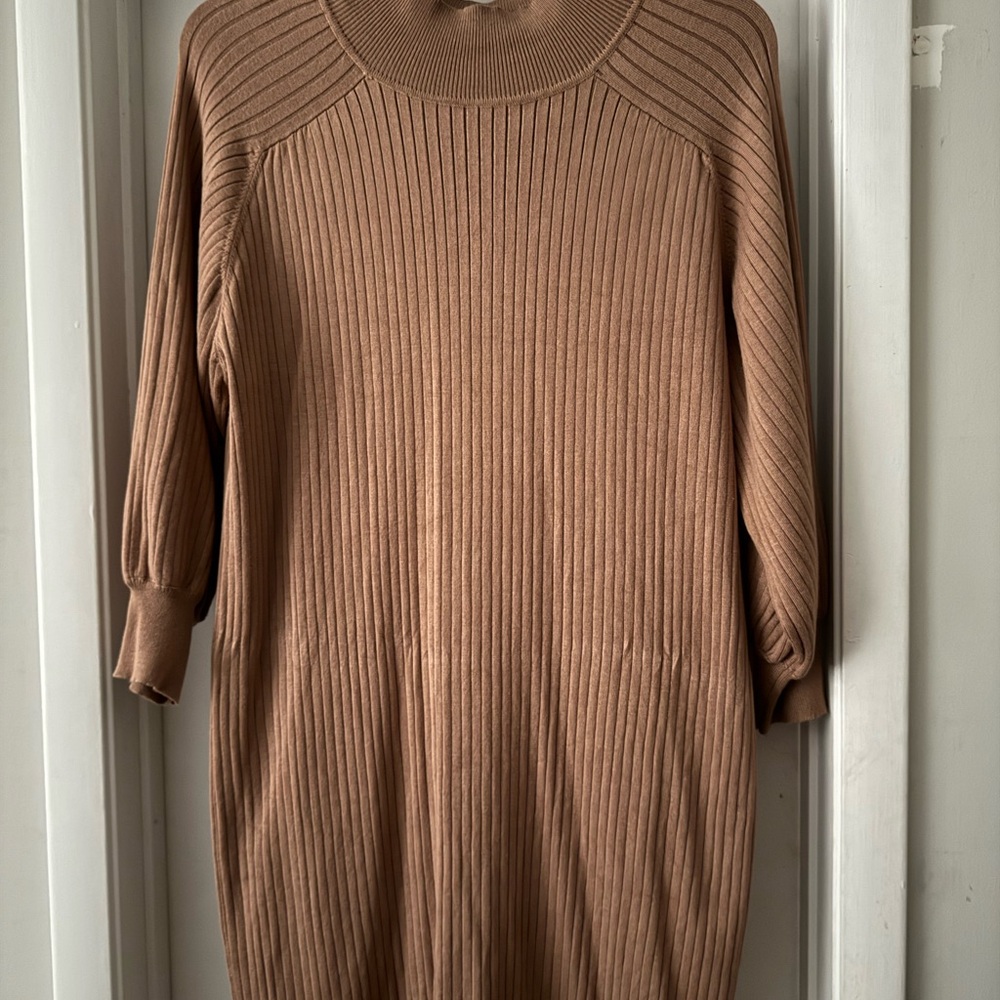 City Chic Tan Ribbed Knit Dress